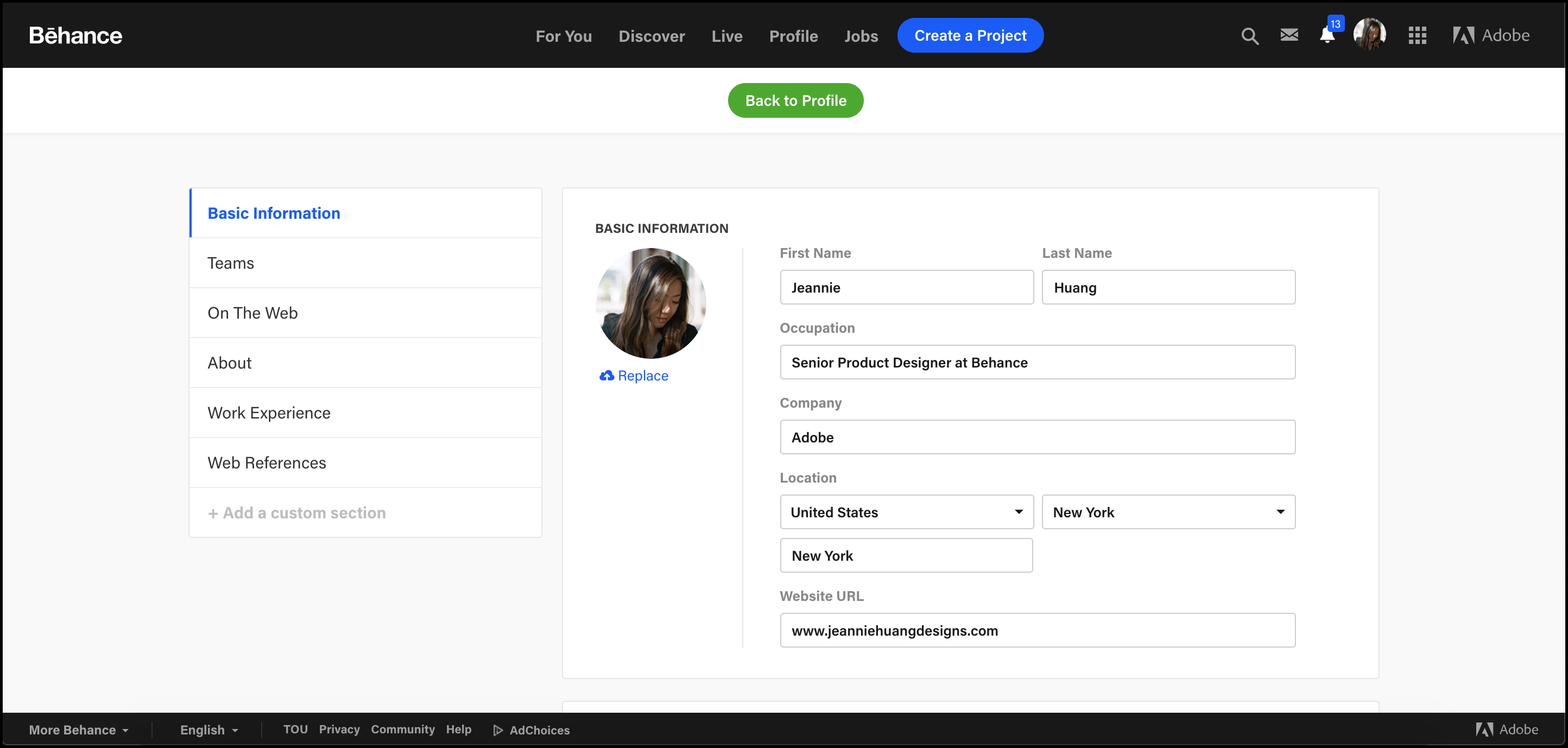 Guide: Fill Out Your Profile – Behance Helpcenter